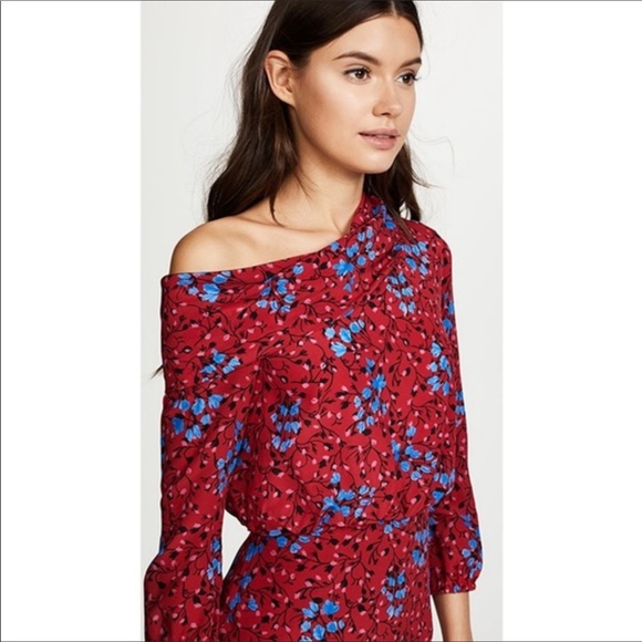 NWT💋SALONI Lexie Asymmetrical Pleated Silk Dress size 2 - Picture 3 of 13